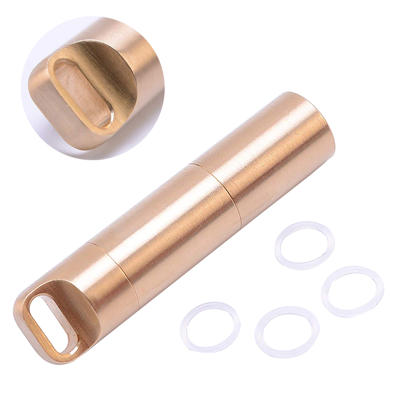 Pill Fob Capsule - กันน้ำทองเหลือง Airtight Watertight กล่องเก็บกล่องซีลขวดยาแคปซูล Fob ฉุกเฉิน