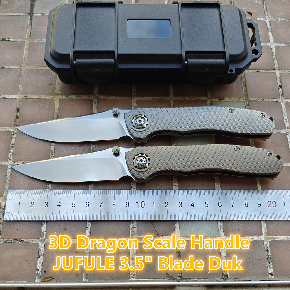 Pocket Knife Ceramic - มีดพับ JUFULE รุ่นใหม่ DUK ลายเกล็ดมังกร ด้ามจับไทเทเนียมโค้งมน